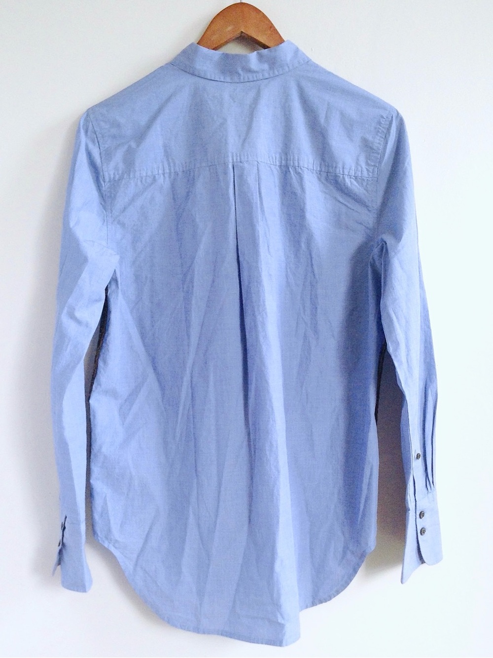 J.Crew Sequin Side Stripe Boyfriend Button-Up Shirt Blue Gold Cotton Oversized 8 - Picture 4 of 15